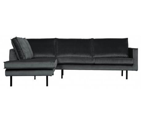 Rodeo Hjørnesofa venstrevendt i velour 266 x 213 cm - Mørkegrå