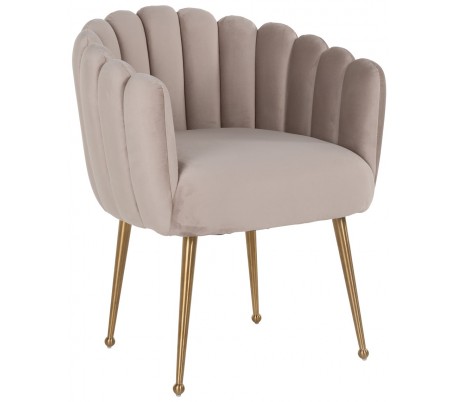 Farah spisebordsstol i velour H78 cm - Børstet guld/Khaki