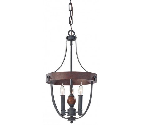 Alston Loftlampe Ø30,5 cm 3 x E14 - Rå sort/Brun