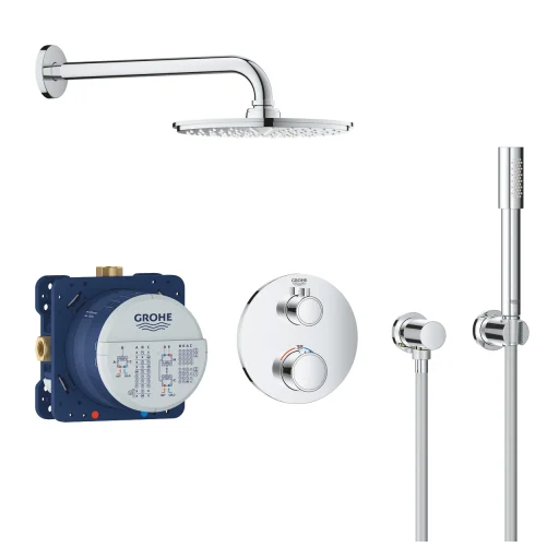 Grohe Grohtherm Rainshower Cosmopolitan 210 brusesystem t/indbygning, rund, krom
