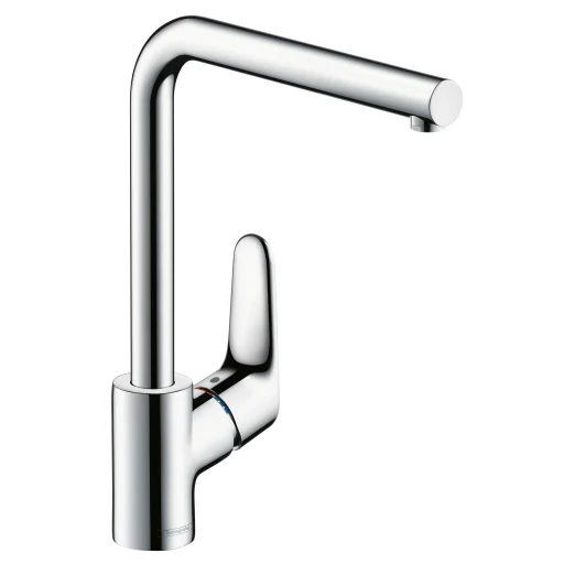 Hansgrohe Focus køkken med L-tud steel-optik