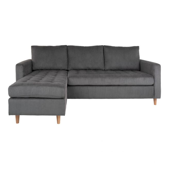 Sofa i mørkegrå fløjl med træben 151/83x219xH80 cm HN1009 - 1301510