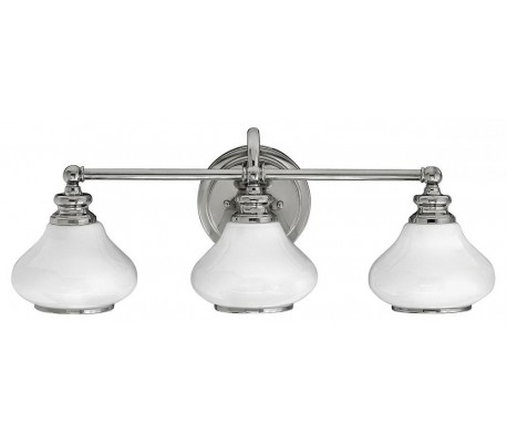 Ainsley Badeværelseslampe i stål og glas B61 cm 3 x G9 LED - Poleret krom/Hvid