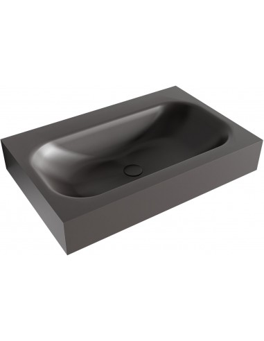 BIG SMALL væghængt håndvask 70 x 46 cm Solid surface - Mørkegrå