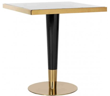 Osteria bistrobord i marmor og metal 70 x 70 cm - Guld/Hvid marmor
