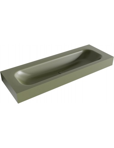 BIG LARGE væghængt håndvask 130 x 46 cm Solid surface - Armygrøn