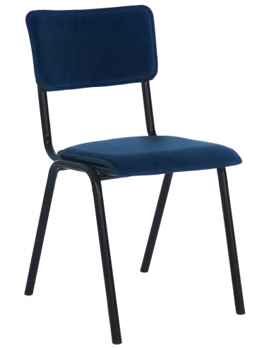 Cas spisebordsstol i metal og velour H82 cm - Sort/Mørkeblå
