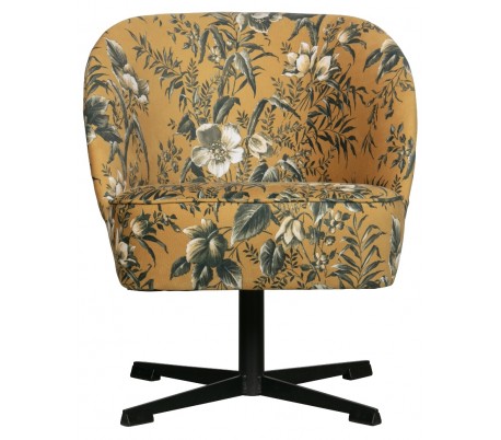 Moderne rotérbar lænestol i velour B65 cm - Blomstret sennepsgul