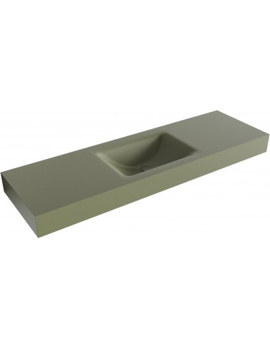 CLOUD væghængt håndvask 150 x 46 cm Solid surface - Armygrøn