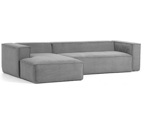 Blok venstrevendt chaiselong sofa i velour ripcurl 330 x 174 cm - Grå
