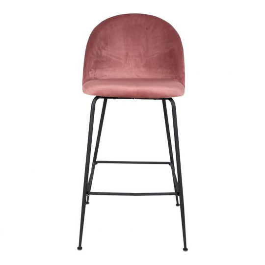 Barstol i rosa velour med sorte ben HN1214 - 1001262