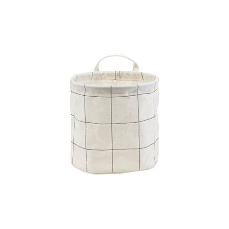 Opbevaringspose Bomuld, Sort/Hvid Ø20cm