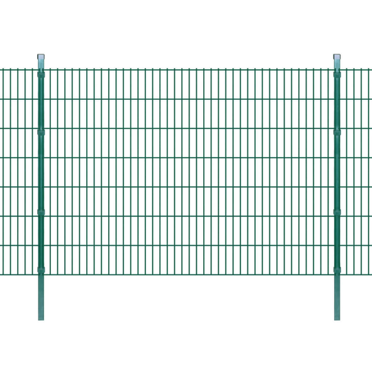 vidaXL 2D paneler og pæle til havehegn, 2.008x1.430 mm, 20 m, grønne