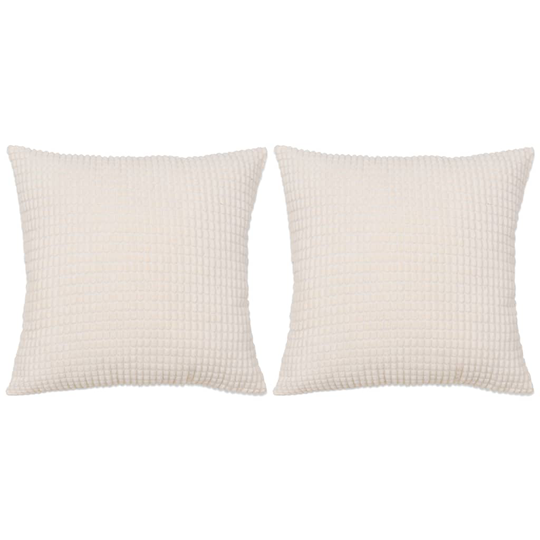 vidaXL pudesæt 2 stk. velour 60 x 60 cm råhvid