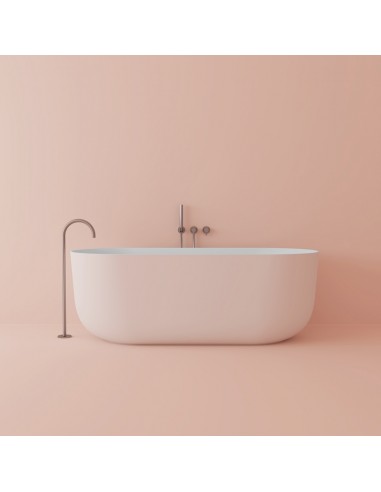 B15 fritstående badekar 179 x 84 cm solid surface - Mat hvid/Rosa
