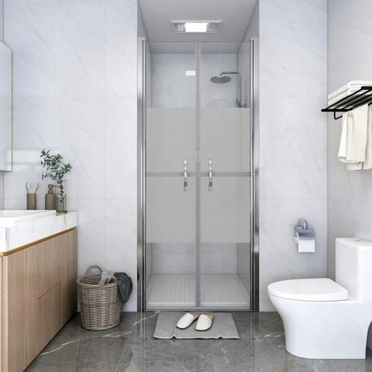 vidaXL brusedør 91x190 cm delvist matteret sikkerhedsglas