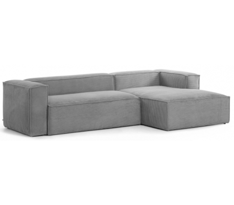 Blok højrevendt chaiselong sofa i velour ripcurl 300 x 174 cm - Grå