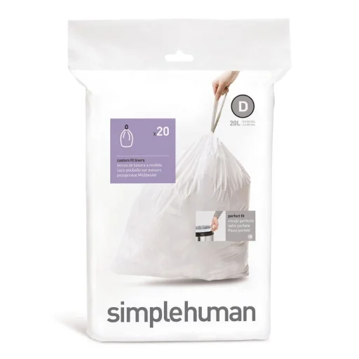 Simplehuman special tilpassede poser, 20 L, kode D, 20 stk. hvid