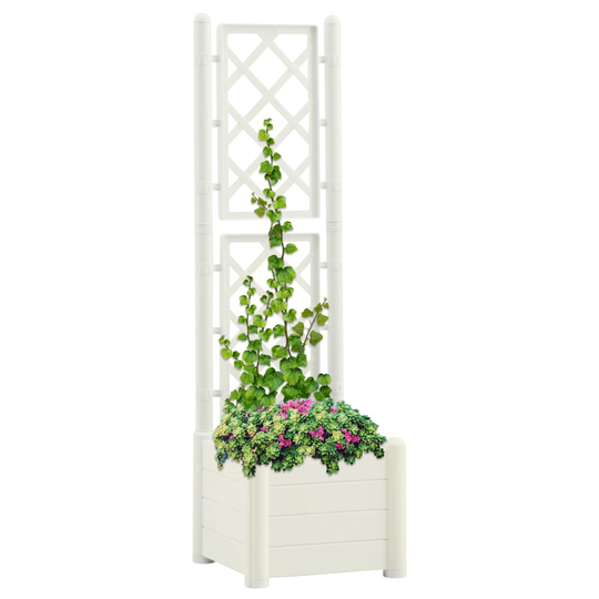 vidaXL plantekasse med espalier 43x43x142 cm PP hvid