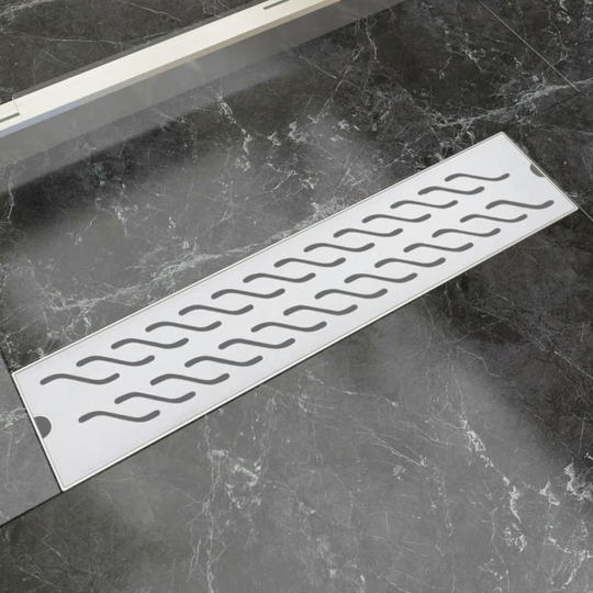 vidaXL Lineært bruseafløb bølgedesign 530x140 mm rustfrit stål