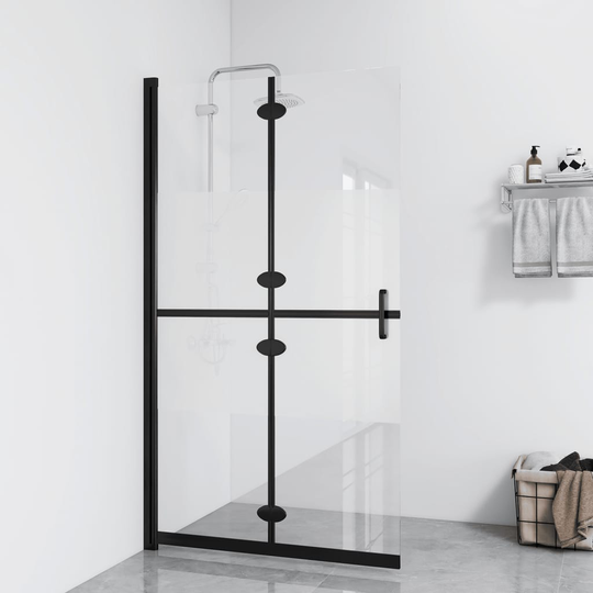 vidaXL foldbar brusevæg 80x190 cm halvt matteret sikkerhedsglas