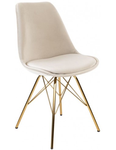 Bucket spisebordsstol i metal og velour H85 cm - Guld/Champagne