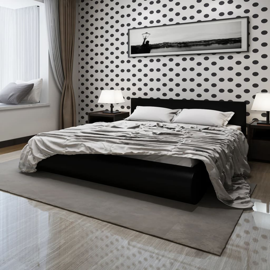vidaXL seng med madras i memoryskum sort kunstlæder 180 x 200 cm