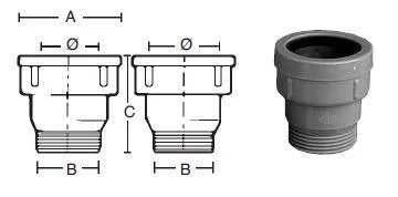 Purus Overgangsnippel - træksikre 1 1/4" - 32 mm.