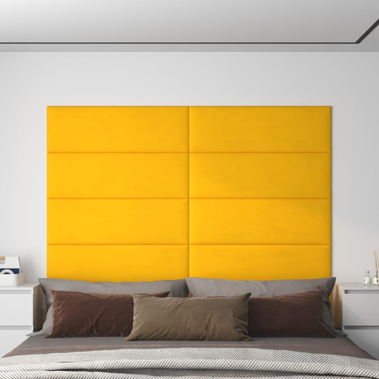 vidaXL vægpaneler 12 stk. 90x30 cm 3,24 m² fløjl gul