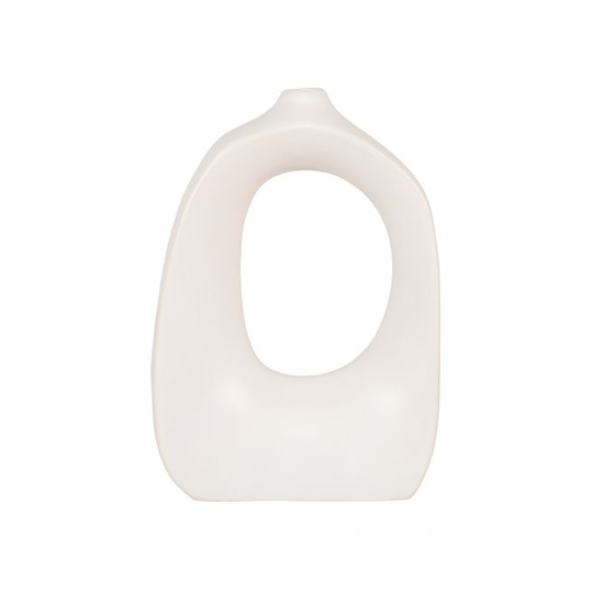 Vase i organisk form hvid keramik 13x6x18,5 cm - 4441731