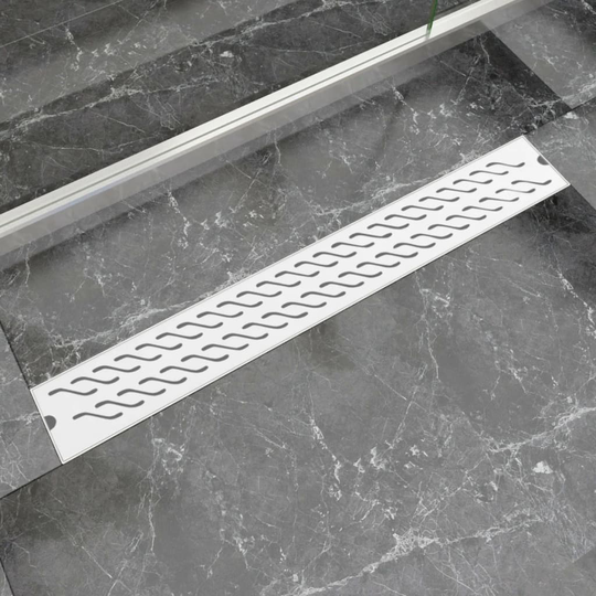 vidaXL Lineært bruseafløb bølgedesign 830x140 mm rustfrit stål