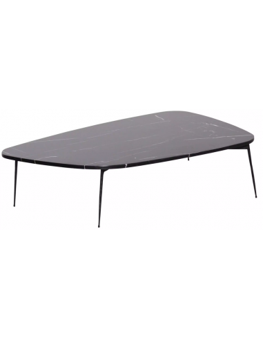 Lewis sofabord i metal og marmor H30 x B120 x D82 cm - Sort/Sort marmor