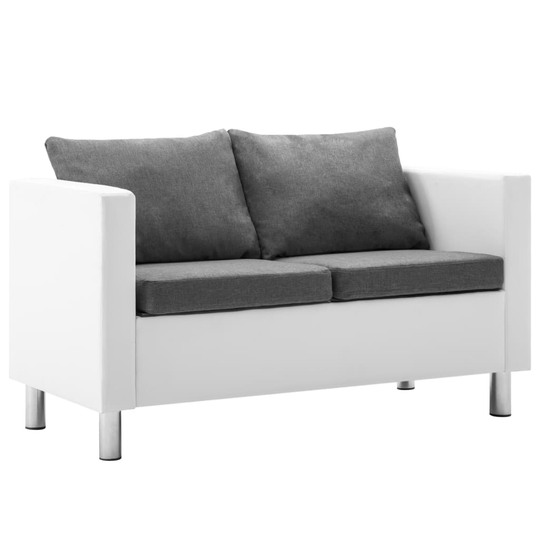 vidaXL 2-personers sofa kunstlæder hvid og lysegrå