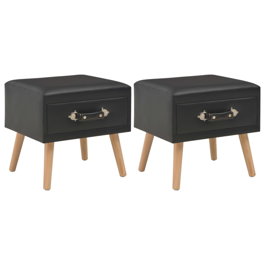 vidaXL sengeskabe 2 stk. 40 x 35 x 40 cm kunstlæder sort