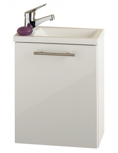Komplet badmiljø i mdf og mineralsten H50,5 x B40 cm - Hvid højglans