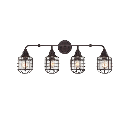 Connell 4 Badeværelseslampe B86 cm - Antik bronze/Klar med dråbe effekt