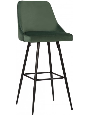 Barstol i metal og velour H108 cm - Sort/Grøn