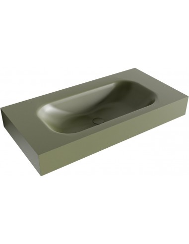 BIG SMALL væghængt håndvask 90 x 46 cm Solid surface - Armygrøn