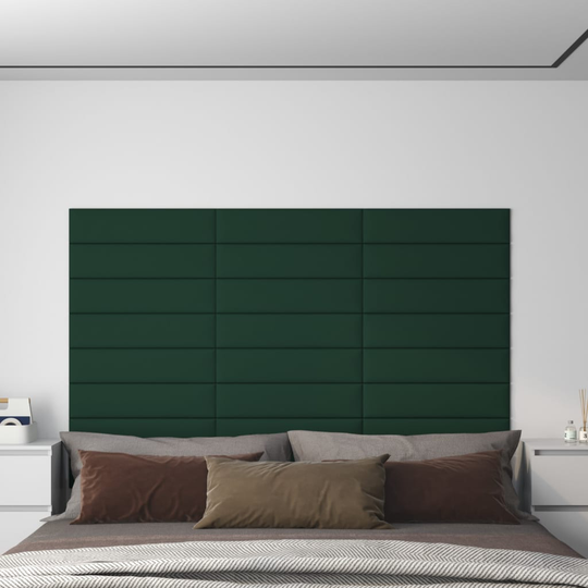 vidaXL vægpaneler 12 stk. 60x15 cm 1,08 m² stof grøn