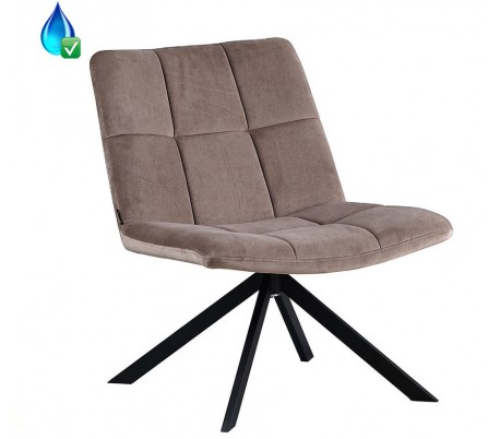 Eevi rotérbar loungestol i velour H82 cm - Sort/Taupe