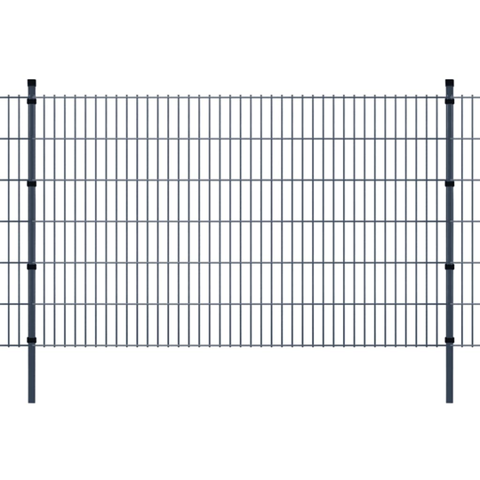 vidaXL 2D paneler og pæle til havehegn, 2.008x1.230 mm, 48 m, grå