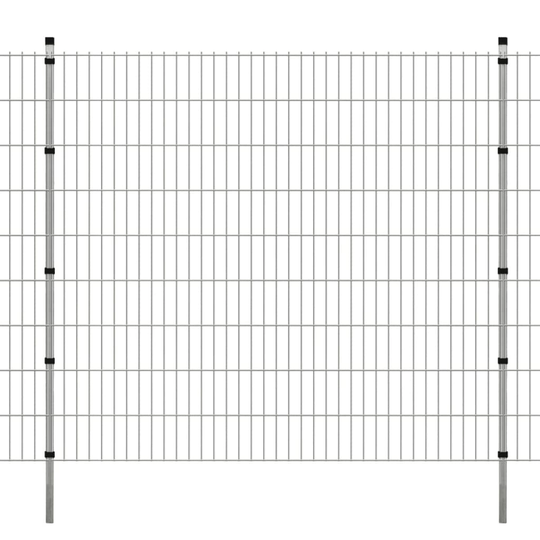 vidaXL 2D Havehegnspaneler & Pæle 2008x1830 mm 22 m Sølv