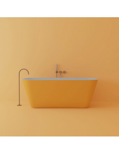 B11 fritstående badekar 170 x 75 cm solid surface - Mat hvid/Solgul