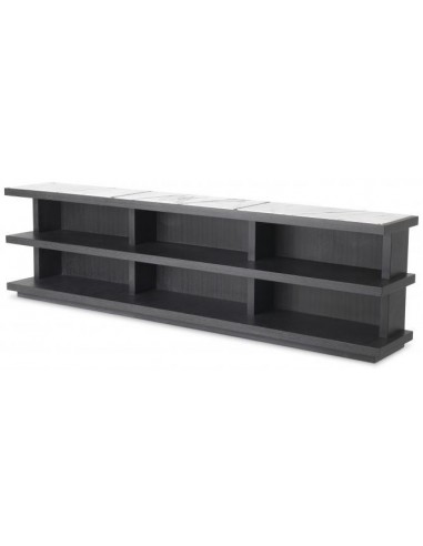 Miguel M Sideboard i marmor og egetræsfinér B220 cm - Kulgrå/Gråhvid