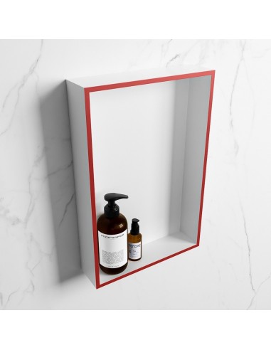 EASY hylde til badeværelset 44,5 x 29,5 cm Solid surface - Talkum/Rød