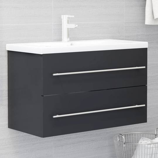 vidaXL vaskeskab 80x38,5x48 cm spånplade grå