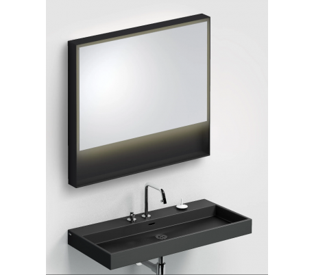 LOOK AT ME vægspejl med lys IP44 80 x 90 cm - Mat sort