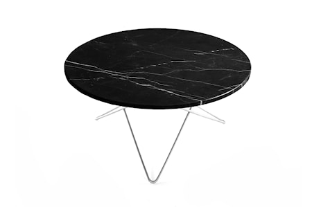 O Table Sort Marmor m/rustfri ramme Ø80 cm