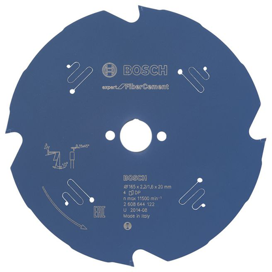 Bosch Rundsavsklinge 165x20x2.2mm 4t Exp Fiber Ceme - 2608644122