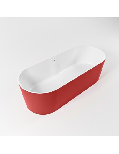 NOBLE fritstående badekar 180 x 75 cm Solid surface - Talkum/Rød